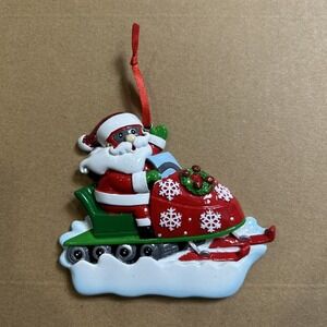 Christmas Holiday Ornament Santa Snowmobile Can Be Personalized New